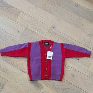 Vibrant Red and Purple Kids Cardigan